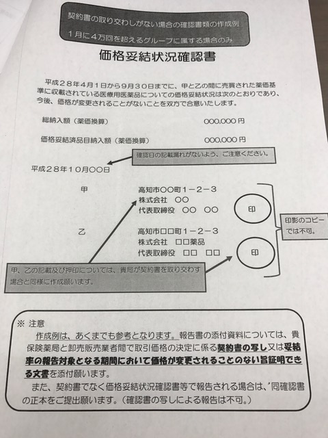 四国厚生支局より調剤薬局に妥結率の報告をするよう通達 ブログ 高知の薬局 クリスプロジェクト